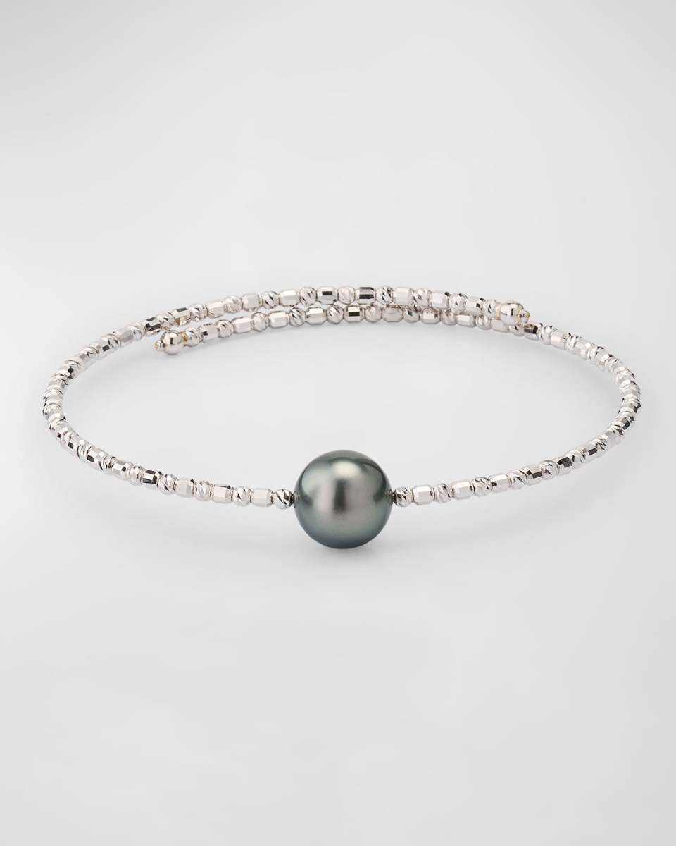 18K White Gold Tahitian Pearl Wrap Bracelet